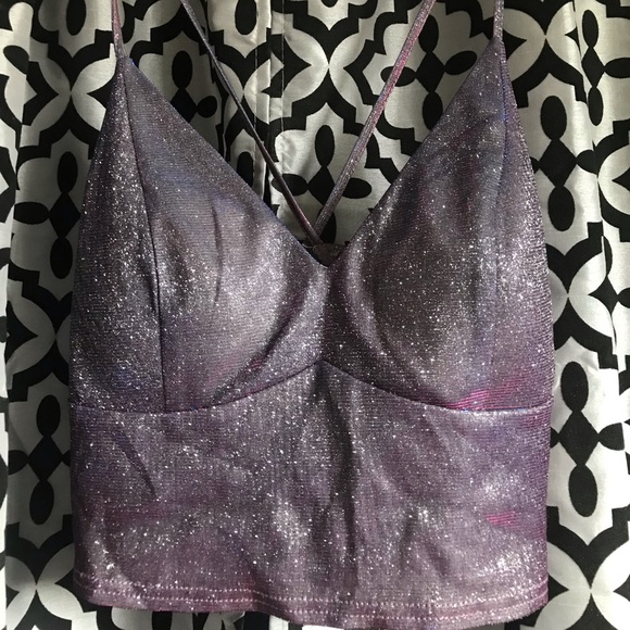 Windsor Tops - Purple Glitter Crop Top